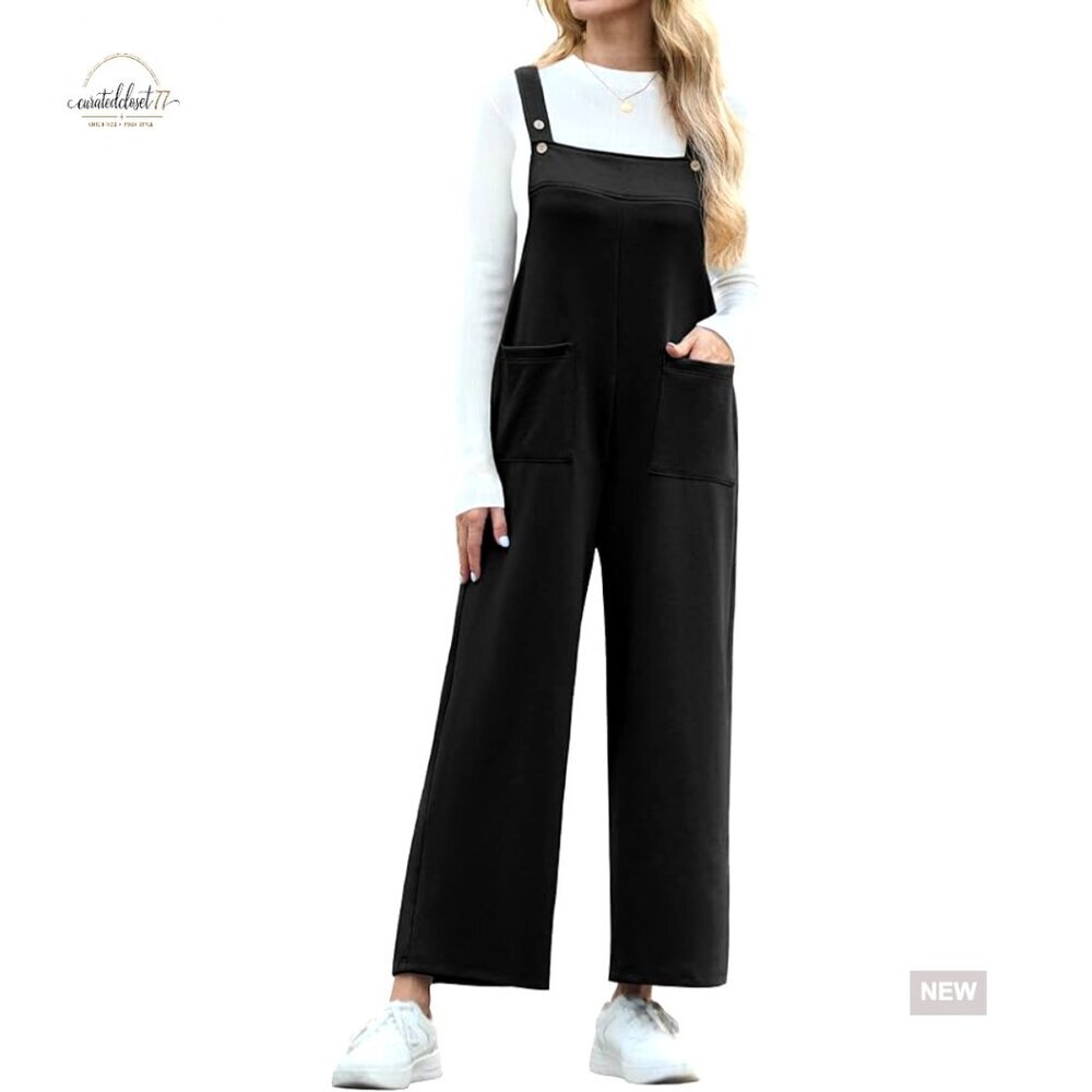 Loose Fit Jumpsuit with Pockets, Rayon Blend, Casual Overalls